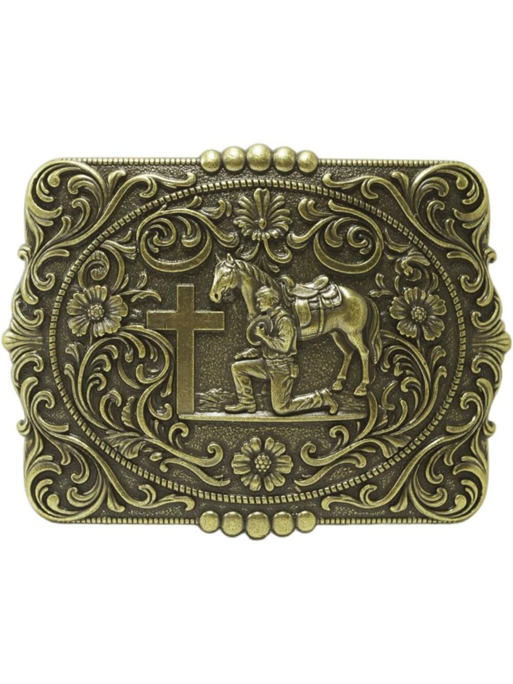 Women Prayer Copper Western Cross Cowboy Prayer Belt Buckle Zinc Alloy